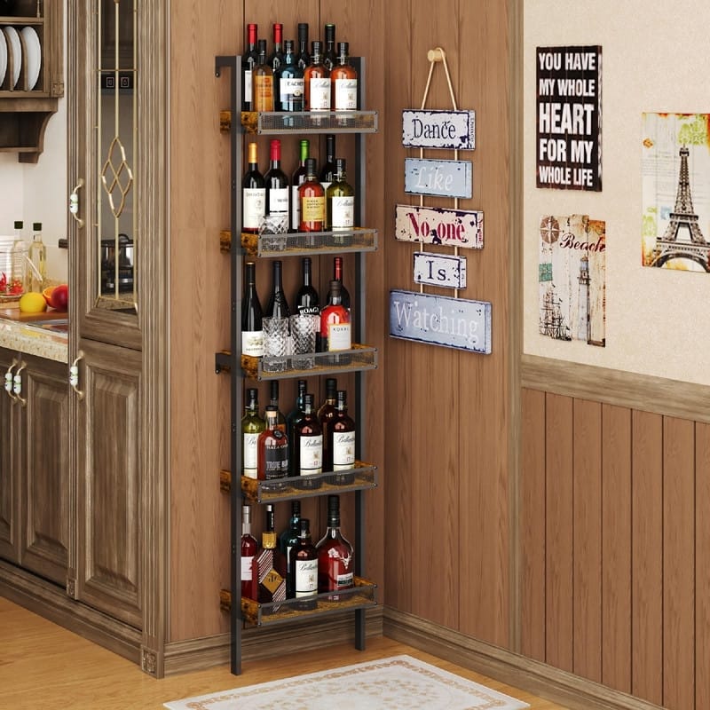 5-Tier Freestanding Wine Racks - 17.28"D x 7.95"W x 68.5"H