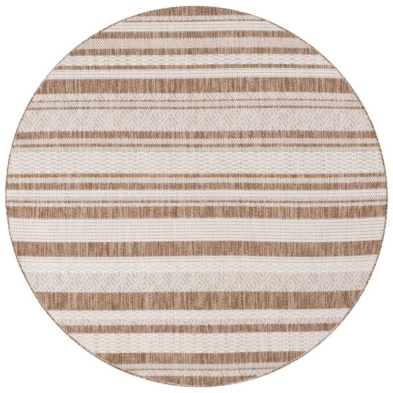 SAFAVIEH Beach House Henk Transitional Rug - 6'7" Round - Navy/Ivory