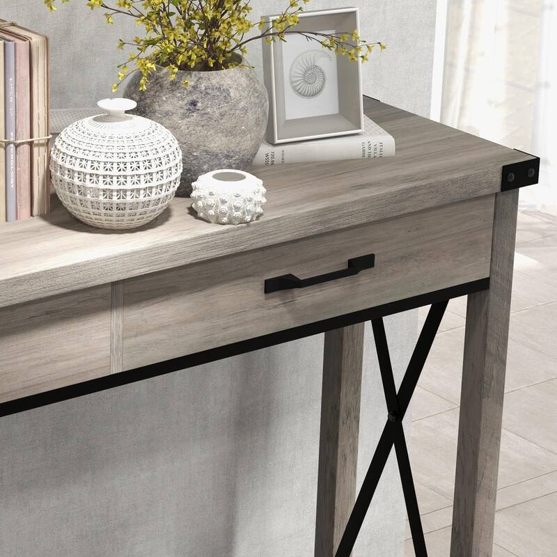 Industrial Console Table with Drawers 