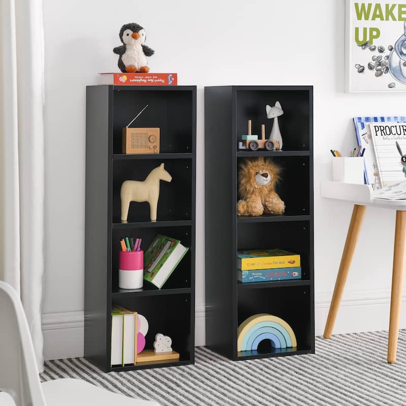 Roomfitters 8-Tier Tall Narrow Bookcase with Adjustable Shelves, Slim Storage Tower for Books, CDs, DVDs, and Décor
