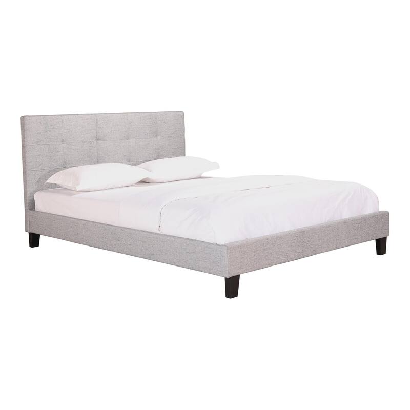 King Size Bed Frame Grey Fabric Upholstered Bedroom Furniture Modern Design