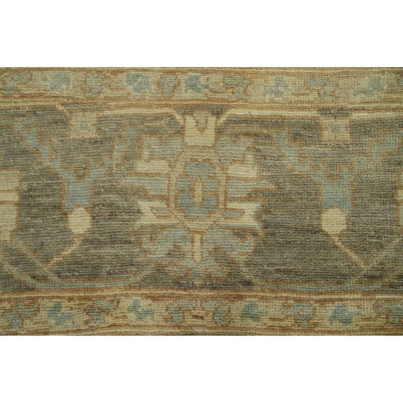 Vegetable Dye Wool Oushak Turkish Large Rug, Floral Geometric Carpet - 14' 3'' X 10' 0''