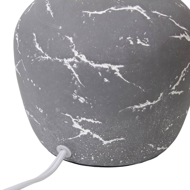 Rounded Marble Style Table Lamp with Drum Shade - 12.5" - Gray and White