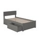 preview thumbnail 2 of 8, Orlando Twin XL Platform Bed with Footboard and 2 Storage Drawers in Grey