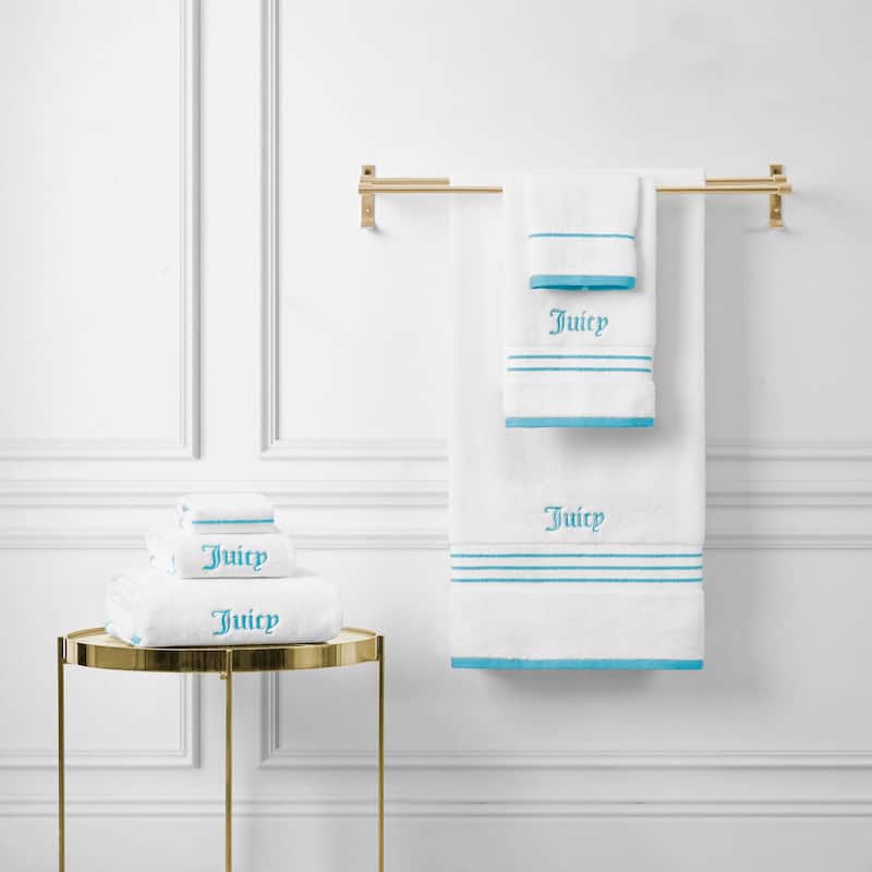 Juicy Couture Neon Border Bath Towels 6-Piece 2 Bath towels 2 Hand towels 2 Washcloths - 28"x54"/16"x26"/12"x12"