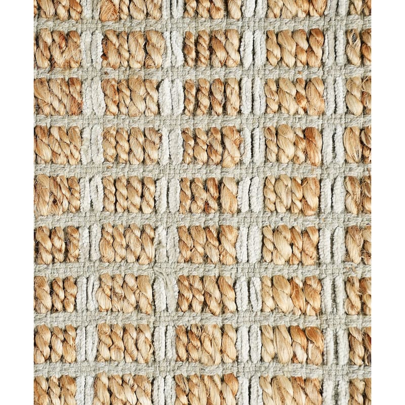 Sevita Jute Grid Area Rug, Natural and Gray