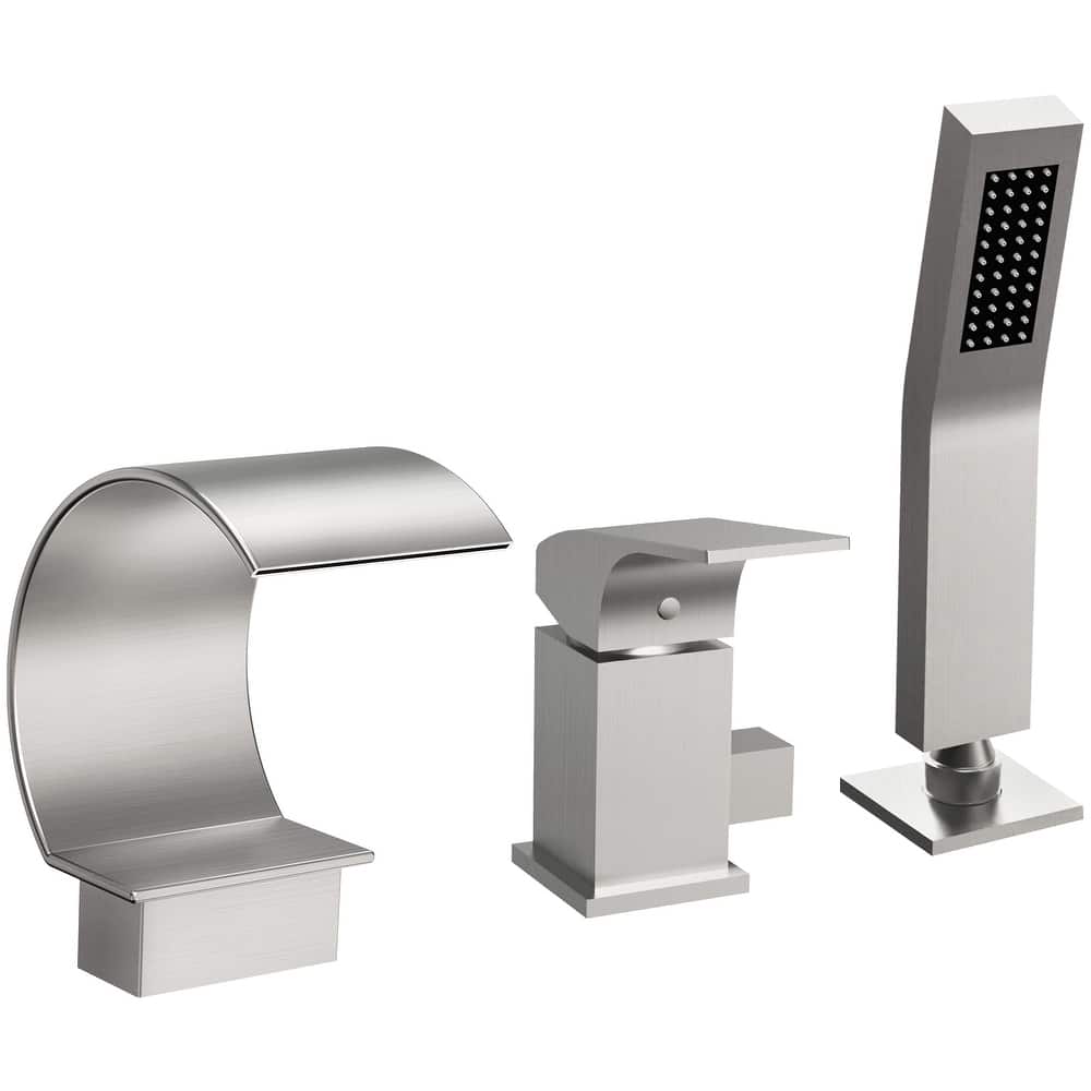 GRANDJOY Shower Faucet Set Deck Mount Bathtub Spout and Handheld Spray Combo High Pressure