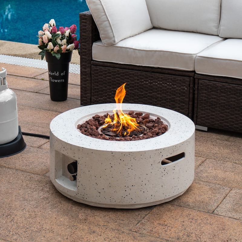 COSIEST Outdoor Patio Round Propane Firepit, 40000BTU - 28" W x 28" D x 12" H
