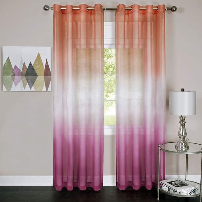 Achim Rainbow Semi-Sheer Grommet Top Curtain Panel - 63 Inches - Pink