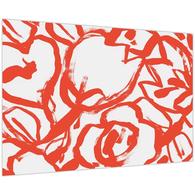 Empire Art Direct Scarlet Blooms I Floral Printed Tempered Glass Wall Art