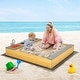preview thumbnail 2 of 9, Wooden Sandbox Kids Sand Pit with Kitchen Playset Accessories - 53" x 49" x 8"