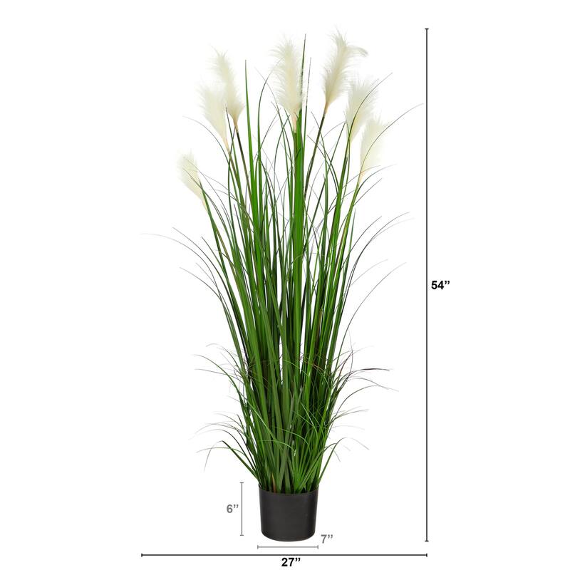 Artificial Plume Grass Plant 4.5 Ft Decor Indoor Outdoor Accent - Green