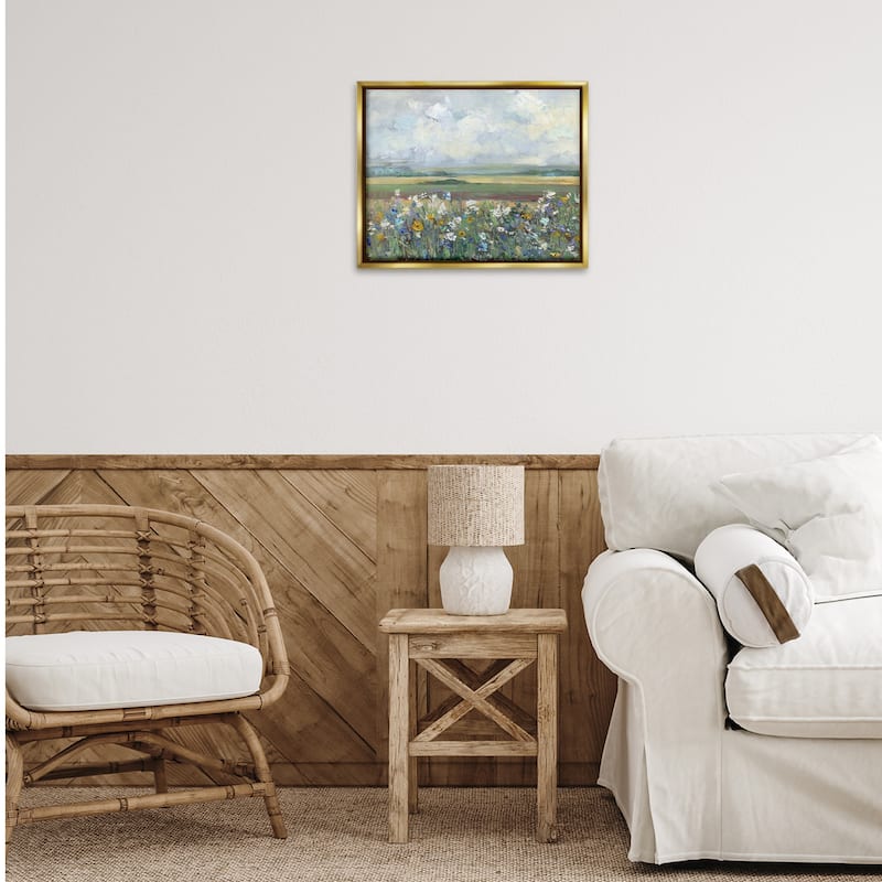 Stupell County Meadow Clouds Overhead Framed Floater Canvas Wall Art Design By Sally Swatland