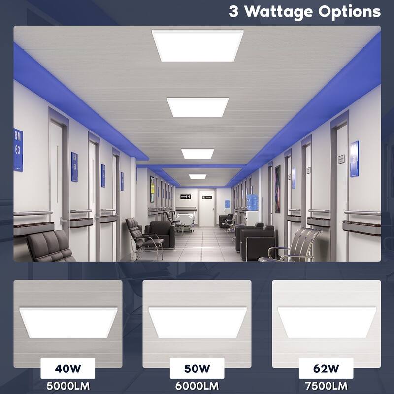 LUXRITE 2x4 FT. Slim Surface Mount Panel Light 5CCT Dimmable 5000/6000/7500 Lumens 40/50/62W Edge Lit ETL Listed