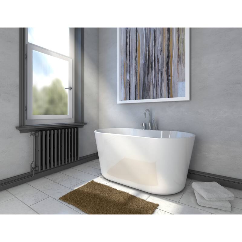 Retro 56" Freestanding White Acrylic Bathtub with Adjustable Feet
