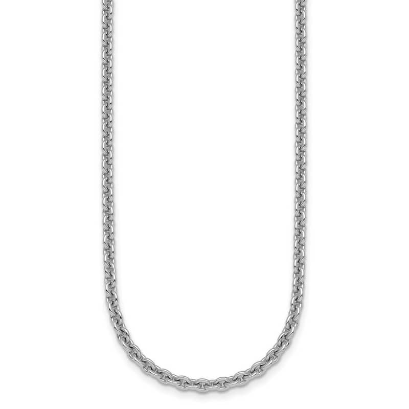 Curata 925 Sterling Silver Rhodium 3.1mm Rolo Link Chain for Men and Women