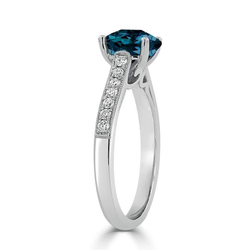 Auriya 1 1/5ct Fancy Oval London Blue Topaz and Diamond Engagement Ring 1/4ctw 14k Gold