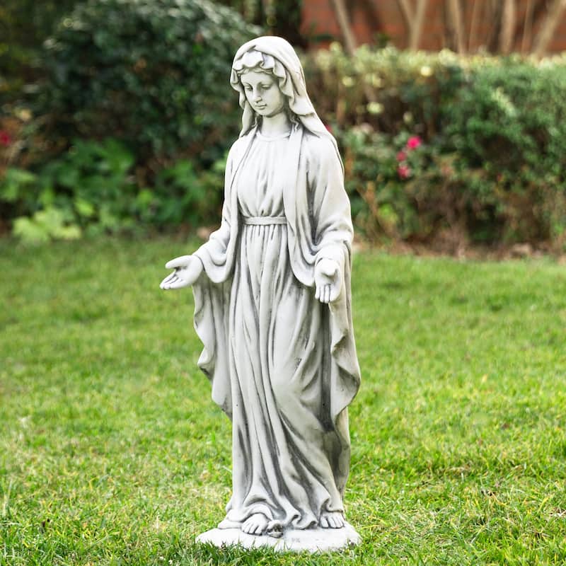 Glitzhome 30"H Vintage MgO Blessed Mother Virgin Mary Spring Garden Statue Indoor Outdoor Sculpture