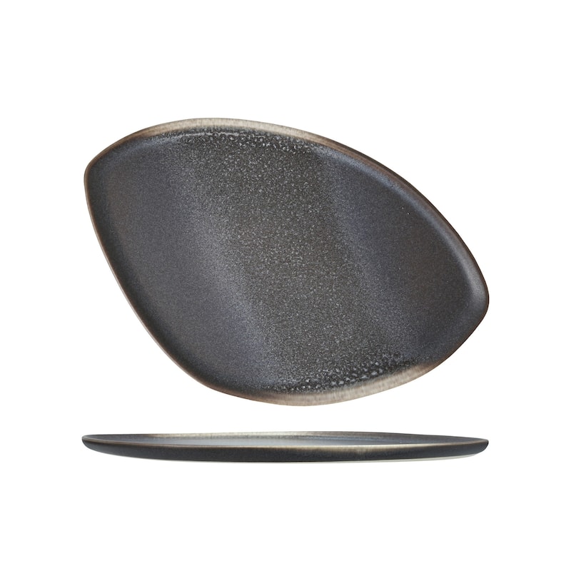Cloud Terre Iceland Stoneware, 13 x 9" Triangle Platter - 13x9" Platter - Volcanic Grey - 1 Piece