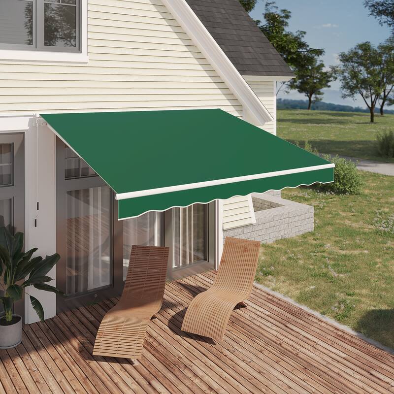 AECOJOY Manual Retractable Patio Awning Outdoor Sunshade Shelter (Cover Only)