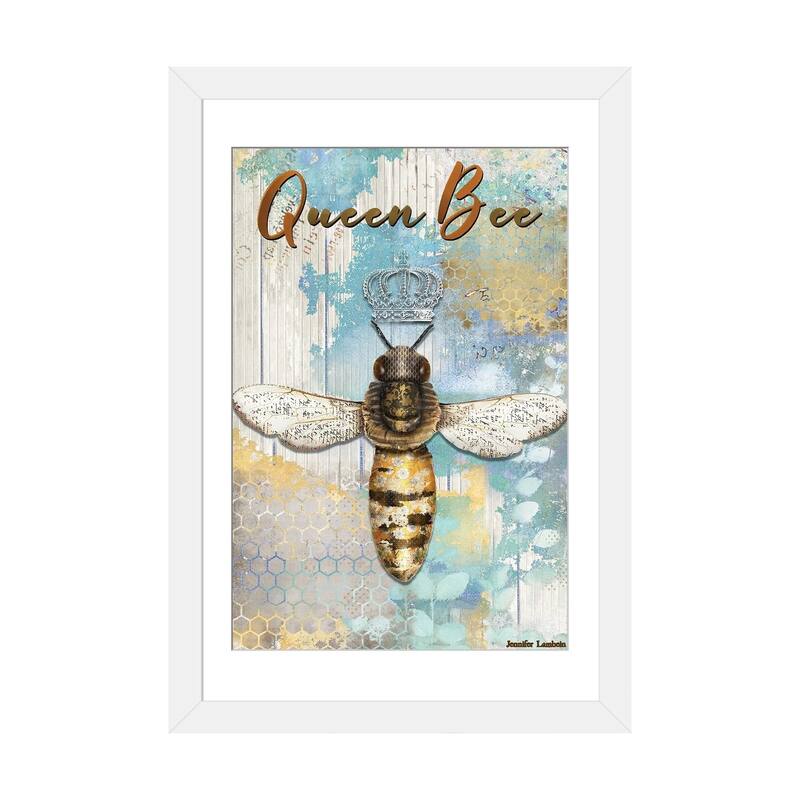 iCanvas "Queen Bee" by Jennifer Lambein - White - 32x24x1