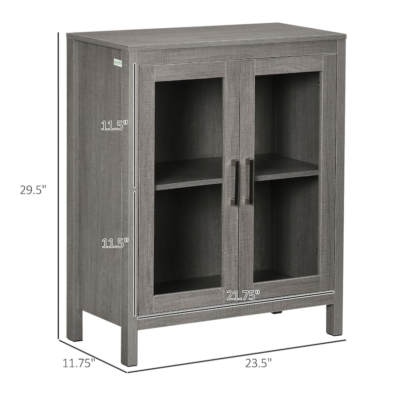kleankin Modern Bathroom Cabinet, Bathroom Storage Organizer with Double Glass Doors and Adjustable Shelf