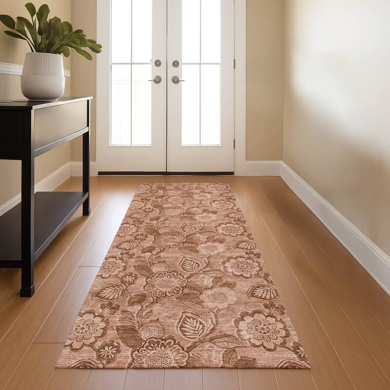 Premium Washable Super Soft Traditional Mayfield Rug - Terracotta - 2'3" x 7'6"