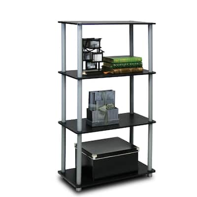 4 Tiers Wood Household Shelving Unit in Black/Grey (23.6 in. W x 43.25 in. H x 11.6 in. D) - 23.6