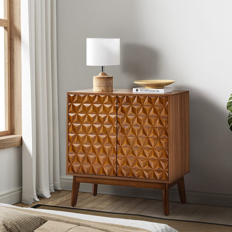 Jakob Modern 2-Solid Door Accent Storage Cabinet Sideboard with Adjustable Shelf by HULALA HOME - Walnut