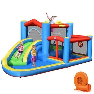 Costway Inflatable Kids Water Slide Outdoor Indoor Slide Splash Pool - Multi - See Details