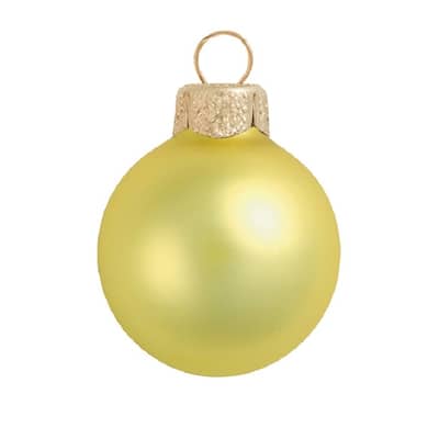 12ct Soft Yellow Glass Matte Finish Christmas Ball Ornaments 2.75"