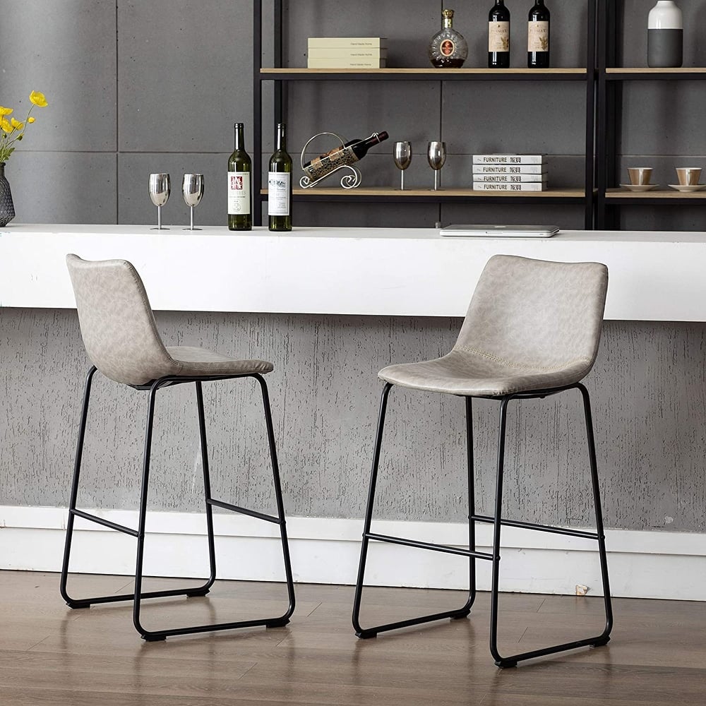 Modern Faux Leather Dining Chairs with Metal Frame (Set of 2)