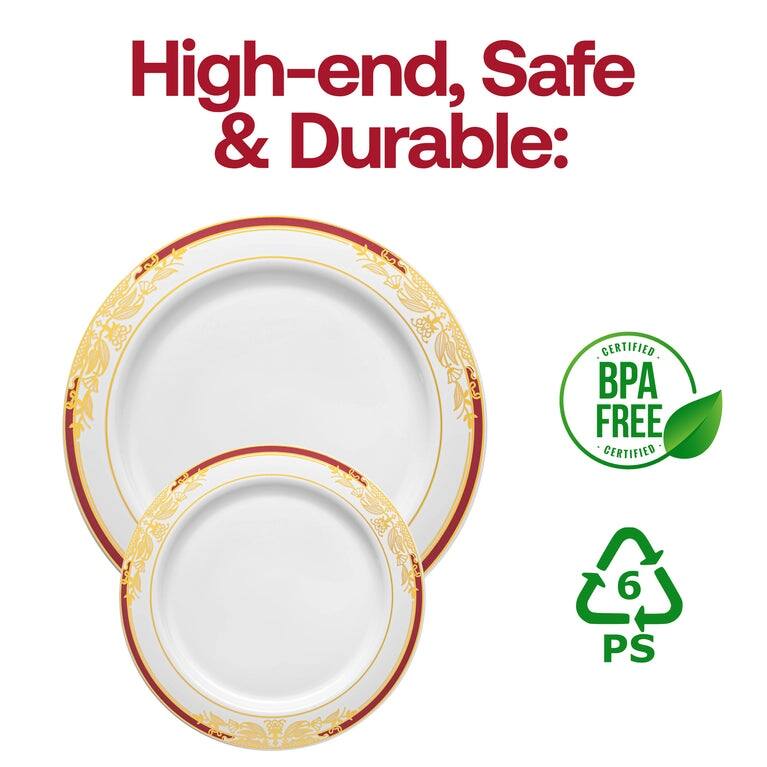 Gold Harmony Rim Disposable Plastic Plate Packs - Party Supplies