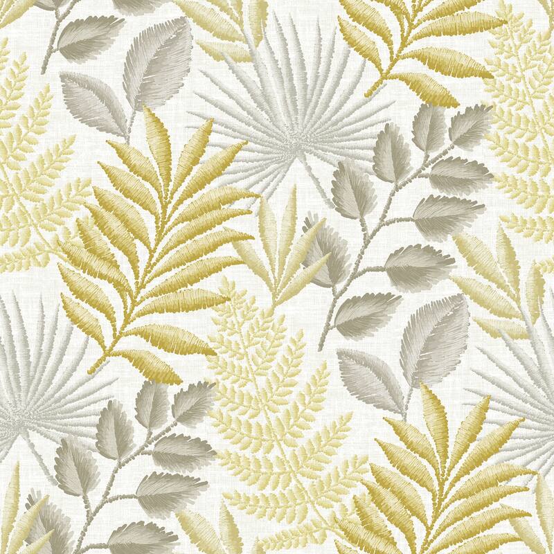 A-Street Prints Palomas Mustard Botanical Wallpaper