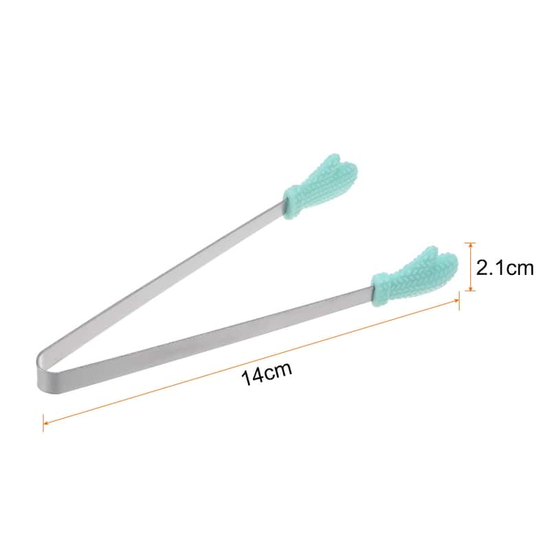 Mini Food Tongs 14cm Gloves Shape Stainless Steel with Silicon Tips - 5.5" - LightGreen