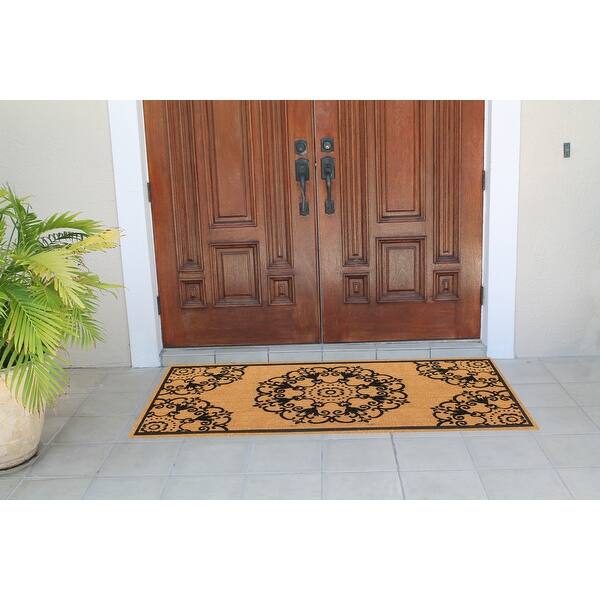 A1HC Natural Coir Flock Door Mat for Front Door, 36x72, Anti-Shed Treated Durable Double Door Entrance Doormat