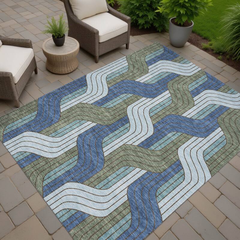 Machine Washable Indoor/ Outdoor Modern Pathway Chantille Rug