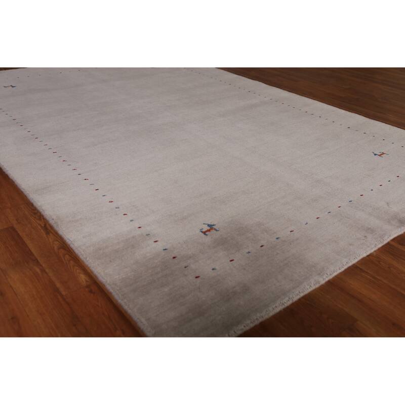 Hand Knotted Oriental 100% Wool Carpet Tribal Tribal Greys & Charcoal Gabbeh Area Rug - 7' 7'' X 5' 3''