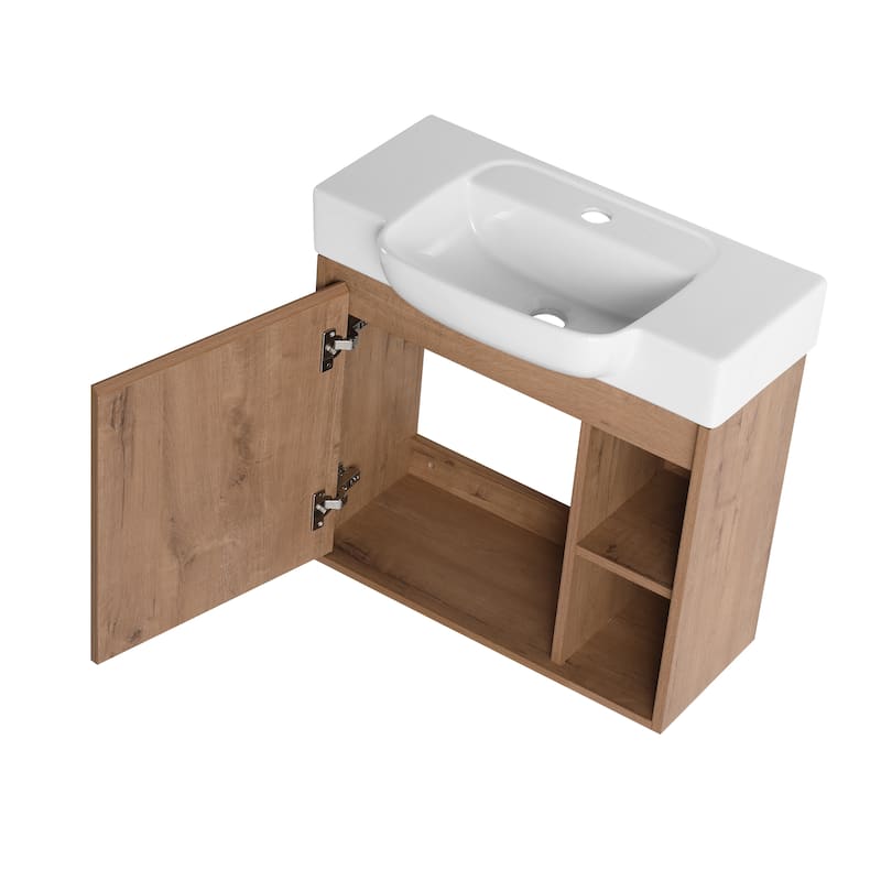 Beingnext 24"/28" Bathroom Vanity with Sink, Floating Bathroom Vanity with Soft Close Door and Shelf