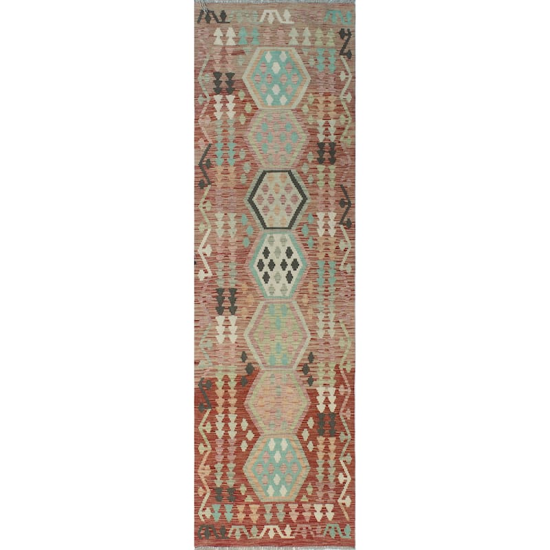 Sun Faded Flatweave Ronna Red/Ivory Runner - 2'9" x 9'7"