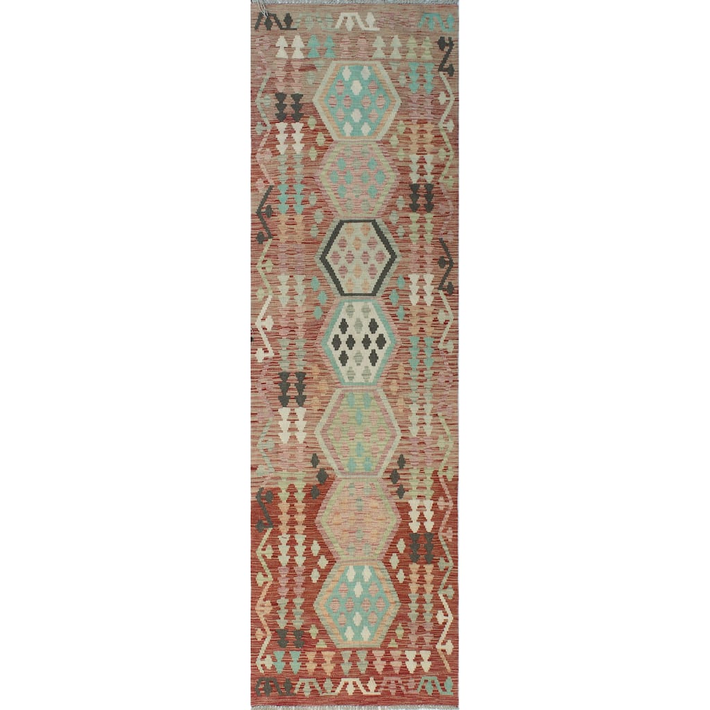 Sun Faded Flatweave Ronna Red/Ivory Runner - 2'9" x 9'7"