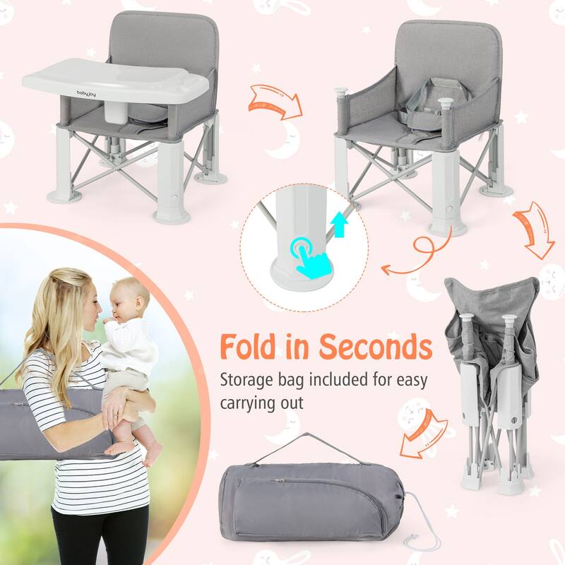 Babyjoy Baby Travel Booster Seat with Double Tray Portable Folding - See Details