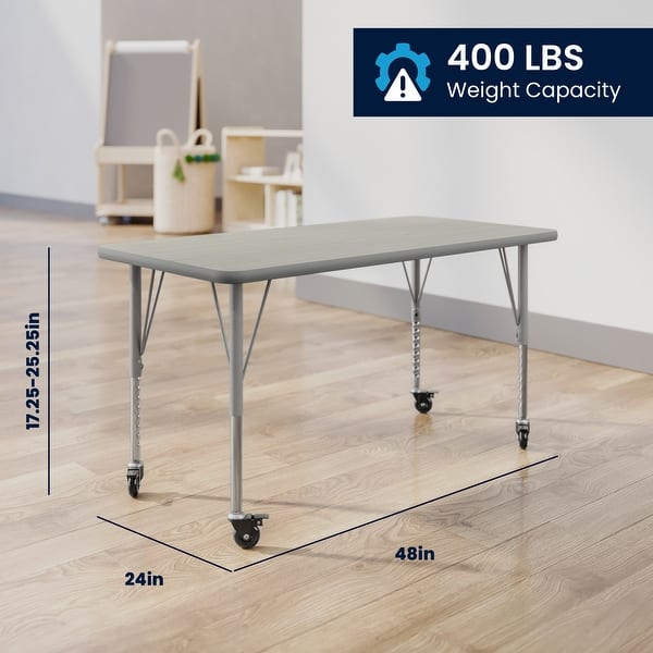 dimension image slide 2 of 4, 24''W x 48''L Thermal Laminate Activity Table - Adjustable Short Legs