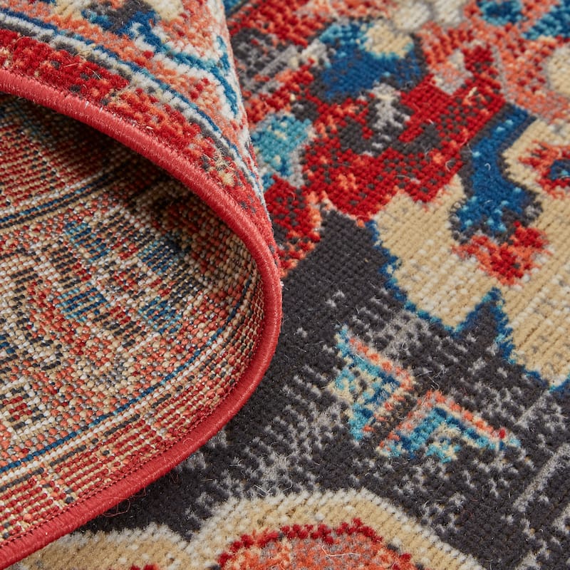Kezia Vintage Style Tribal Kazak Rug, Classic Blue/Opal Gray