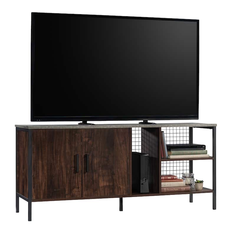 Wood Credenza for TVs up to 70" with Hidden Storage, Brown - 53.98" W x 15.12" D x 24.06" H