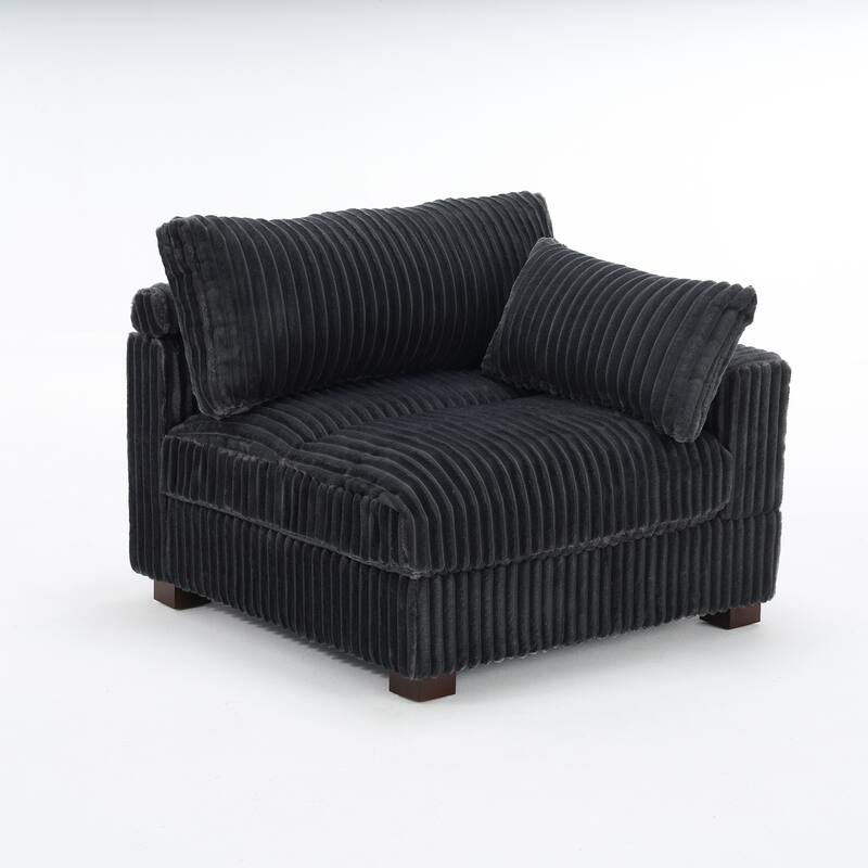 Cloud-Like Flannel Fabric Modular Sectional Sofa with Ottoman