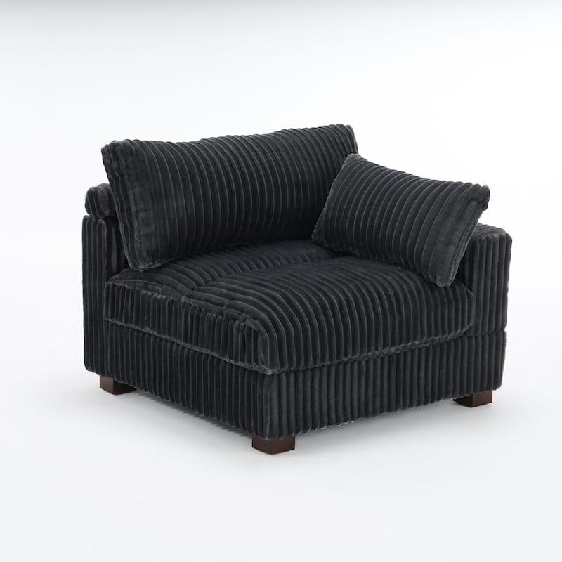 Plush Cotton Flannel Modular Sectional Sofa with 2 Ottomans