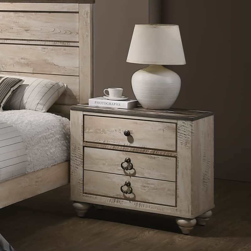 Roundhill Furniture Imerland Contemporary White Wash King 6-piece Bedroom Set