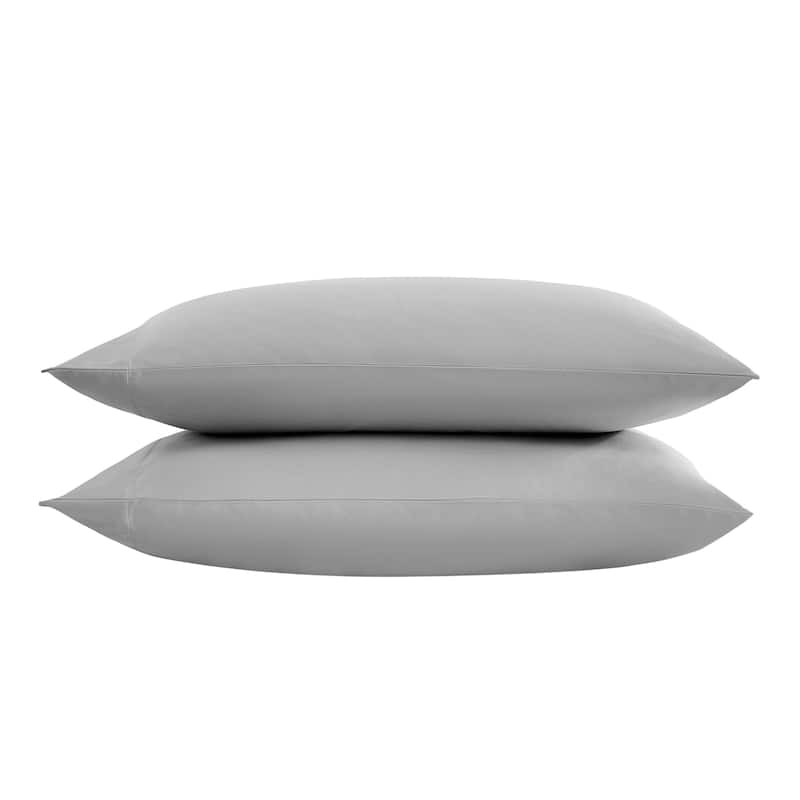 Vera Wang T800 Sateen Solid CVC Sheet Set - Std Pillowcase Set - Grey