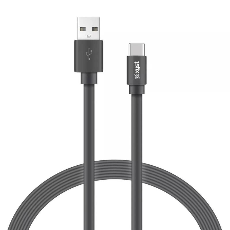 Xyst Charge and Sync USB to USB-C Flat Cable 4Ft - Black